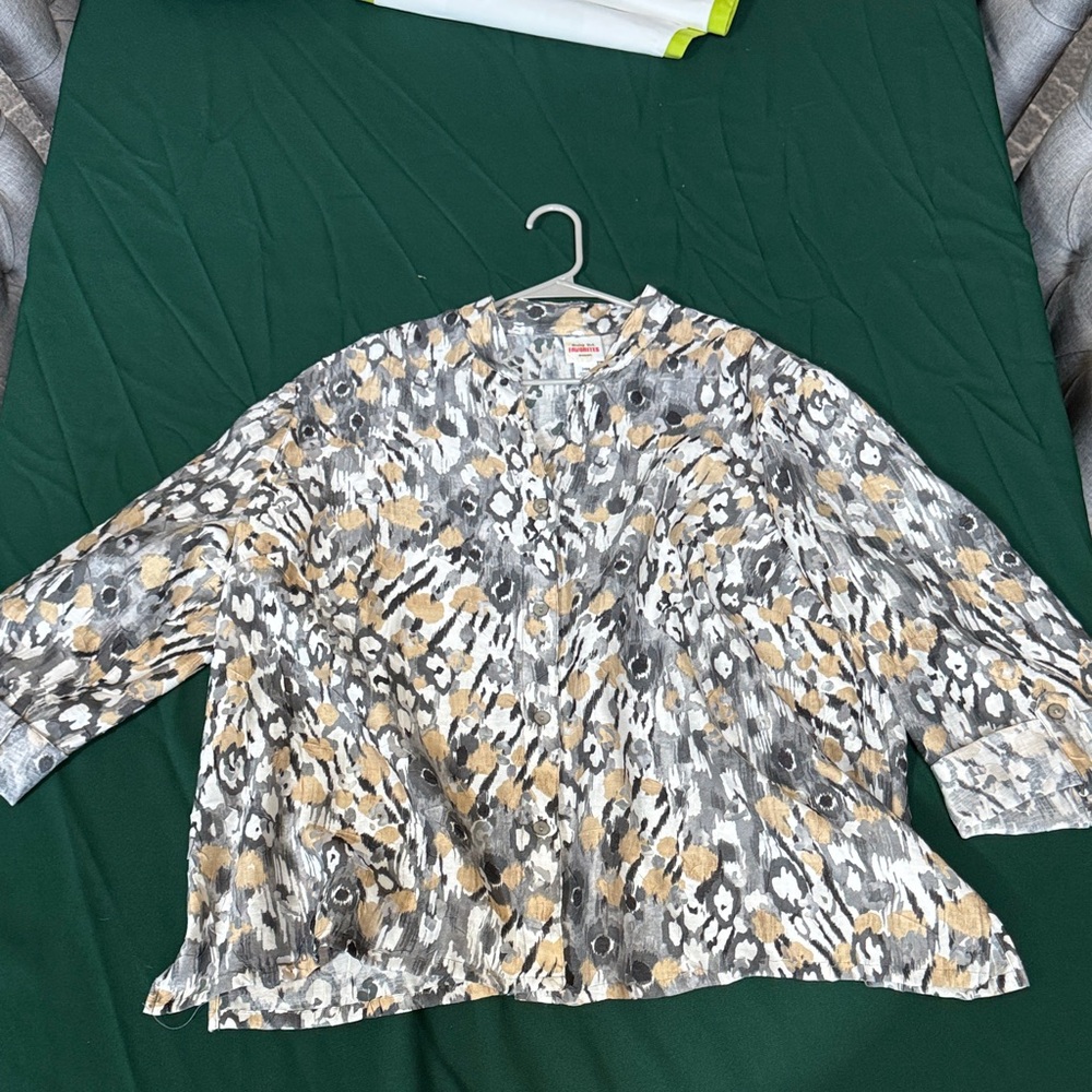 Ruby Rd Favorites Women’s 24W Sheer Mesh Blouse Neutral Animal Print